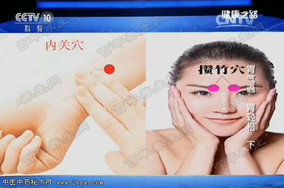 攒竹穴、内关穴