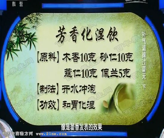 芳香化湿饮原料、制法及功效