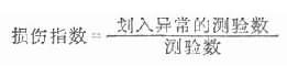 由划入异常的测验数与测验数之比,计算出损伤指数