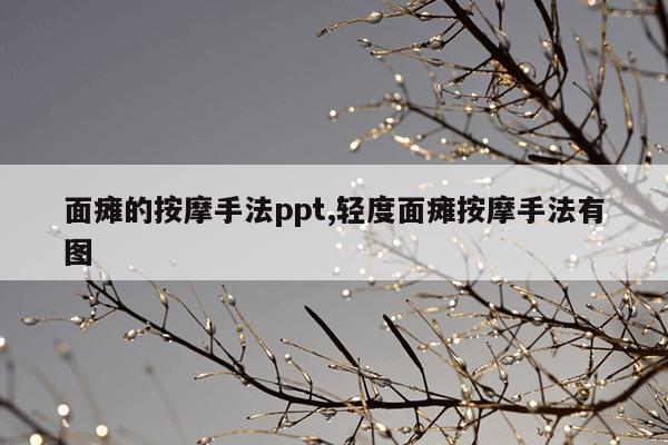 面瘫的按摩手法ppt,轻度面瘫按摩手法有图