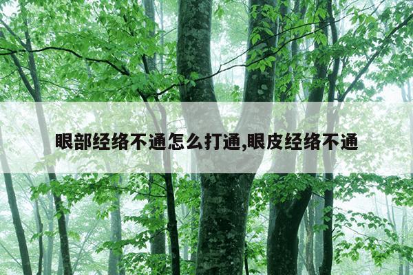 眼部经络不通怎么打通,眼皮经络不通