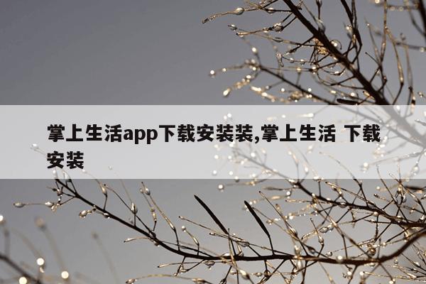 掌上生活app下载安装装,掌上生活 下载安装