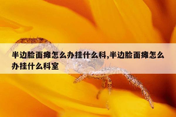 半边脸面瘫怎么办挂什么科,半边脸面瘫怎么办挂什么科室