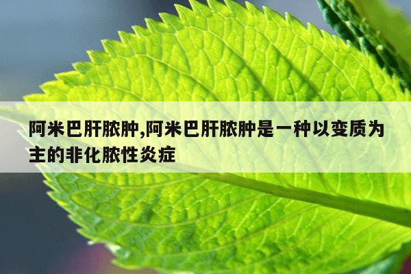 阿米巴肝脓肿,阿米巴肝脓肿是一种以变质为主的非化脓性炎症