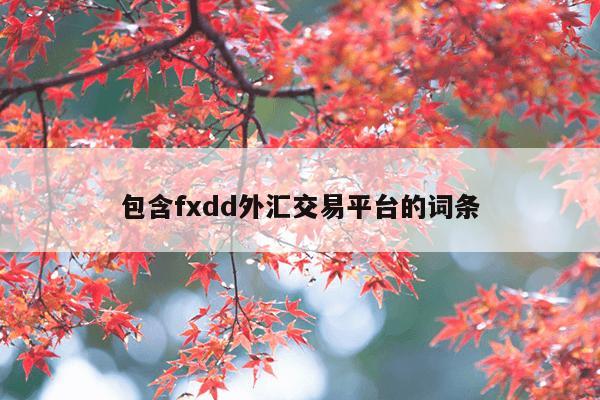 包含fxdd外汇交易平台的词条