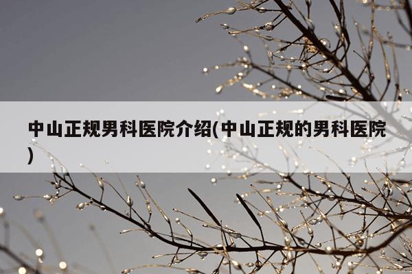 中山正规男科医院介绍(中山正规的男科医院)