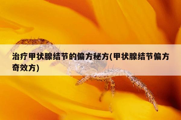 治疗甲状腺结节的偏方秘方(甲状腺结节偏方奇效方)