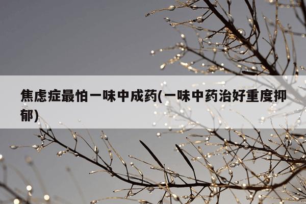 焦虑症最怕一味中成药(一味中药治好重度抑郁)