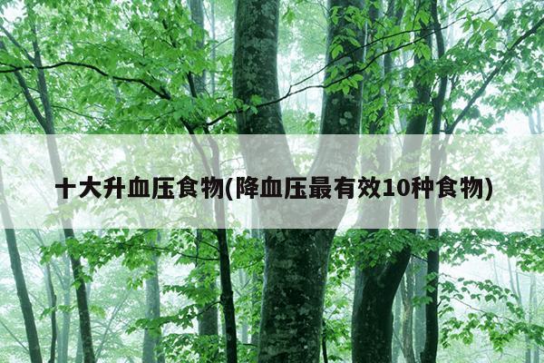 十大升血压食物(降血压最有效10种食物)