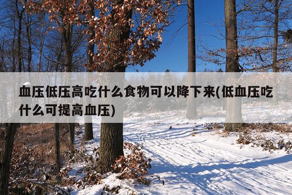 血压低压高吃什么食物可以降下来(低血压吃什么可提高血压)