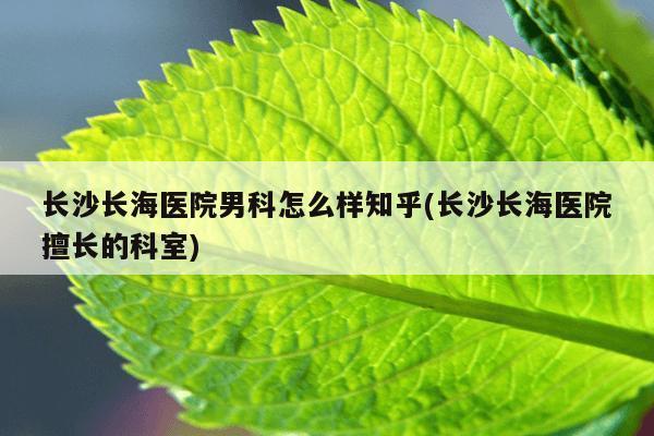 长沙长海医院男科怎么样知乎(长沙长海医院擅长的科室)