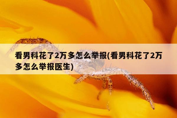 看男科花了2万多怎么举报(看男科花了2万多怎么举报医生)