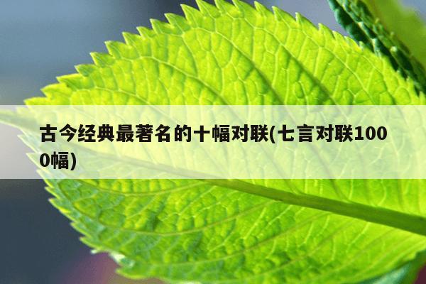 古今经典最著名的十幅对联(七言对联1000幅)