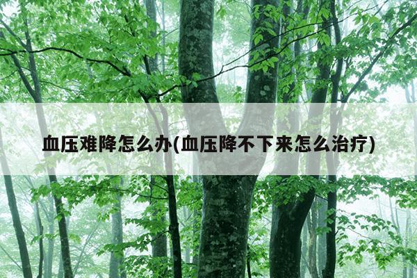 血压难降怎么办(血压降不下来怎么治疗)