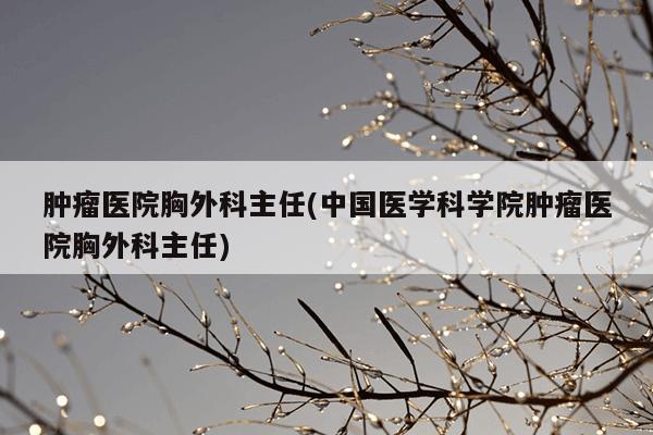 肿瘤医院胸外科主任(中国医学科学院肿瘤医院胸外科主任)