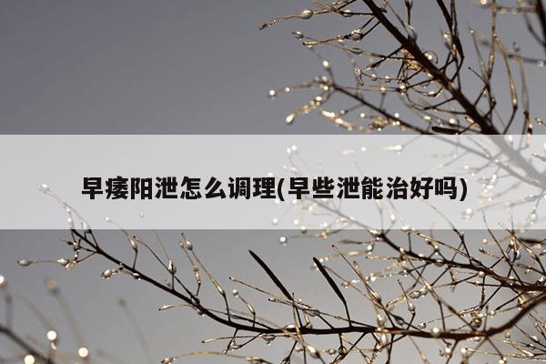 早痿阳泄怎么调理(早些泄能治好吗)